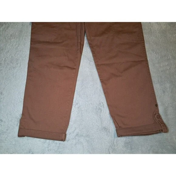 NWT Democracy "Ab"solution® High Rise Roll Cuff Cargo Utility Pant Tan 14 Petite - Picture 2 of 12